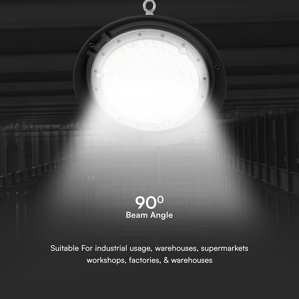 100W Oprawa Highbay VINERO / Chip Samsung / Barwa:4000K / Obudowa: Czarna / 5 Lat gwarancji / Skuteczność 160lm/W