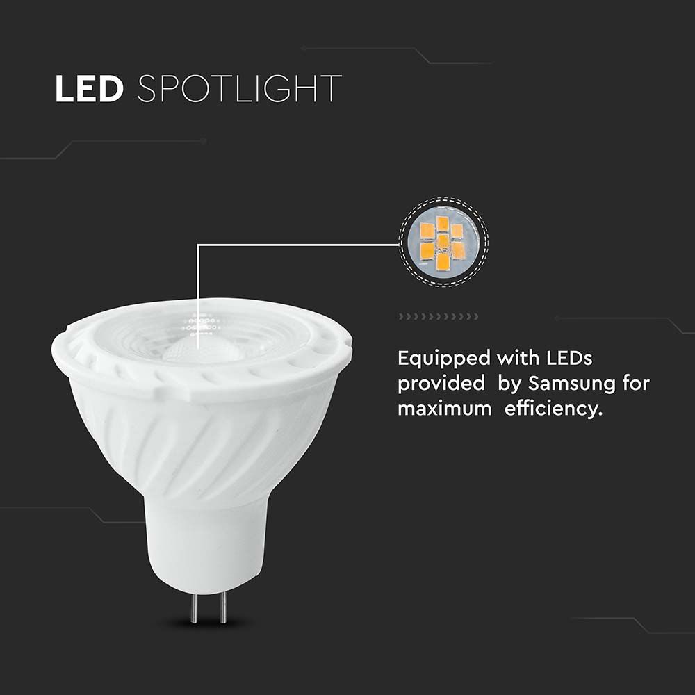 6W MR16 Żarówka LED / Chip SAMSUNG / Barwa:6400K / Kąt 110' / Trzonek:G5,3
