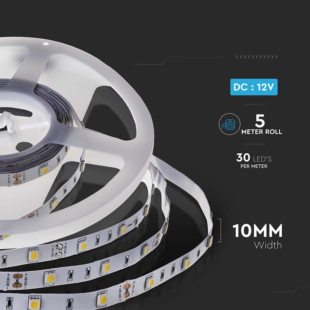 6W Taśma LED / Barwa:6400K / IP20 / Rolka:5m