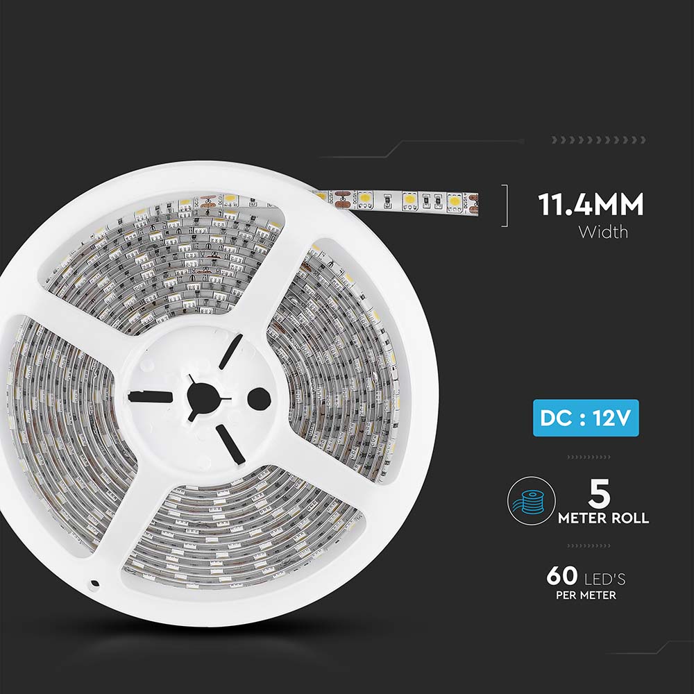 11W Taśma LED / Barwa:3000K / IP65 / Rolka:5m