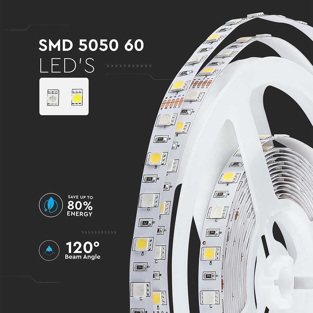 8W Taśma LED / Barwa: regulowana w zakresie RGB-W / IP20 / Rolka:5m