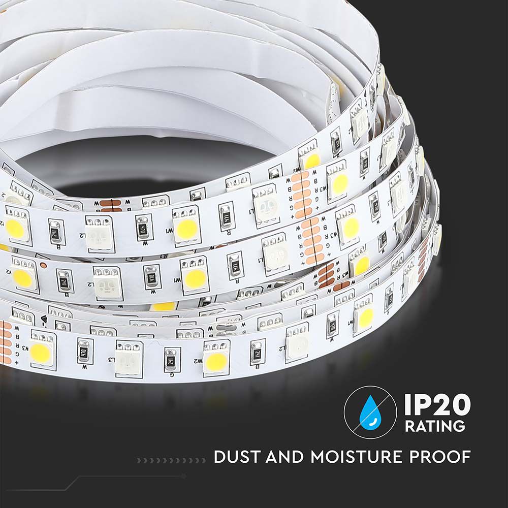 8W Taśma LED / Barwa: regulowana w zakresie RGB-W / IP20 / Rolka:5m