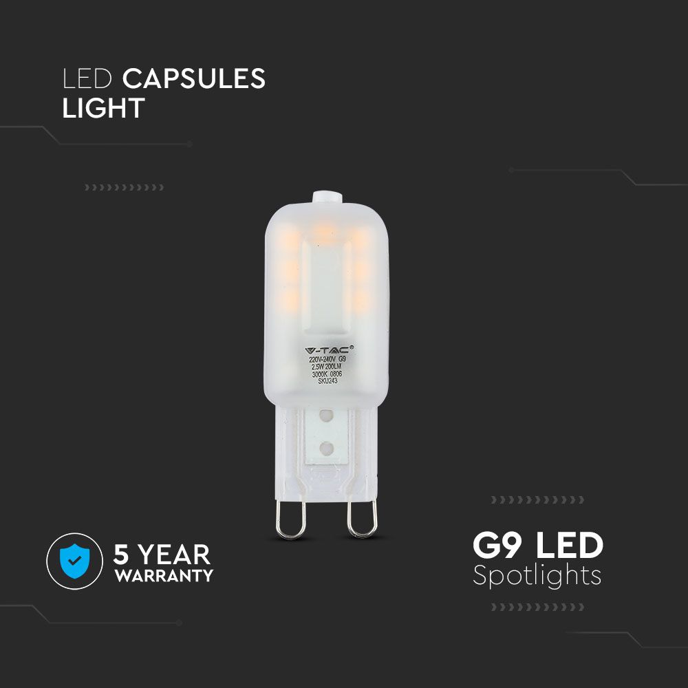 2.2W G9 Żarówka LED / Chip SAMSUNG / Barwa:3000K / Trzonek:G9