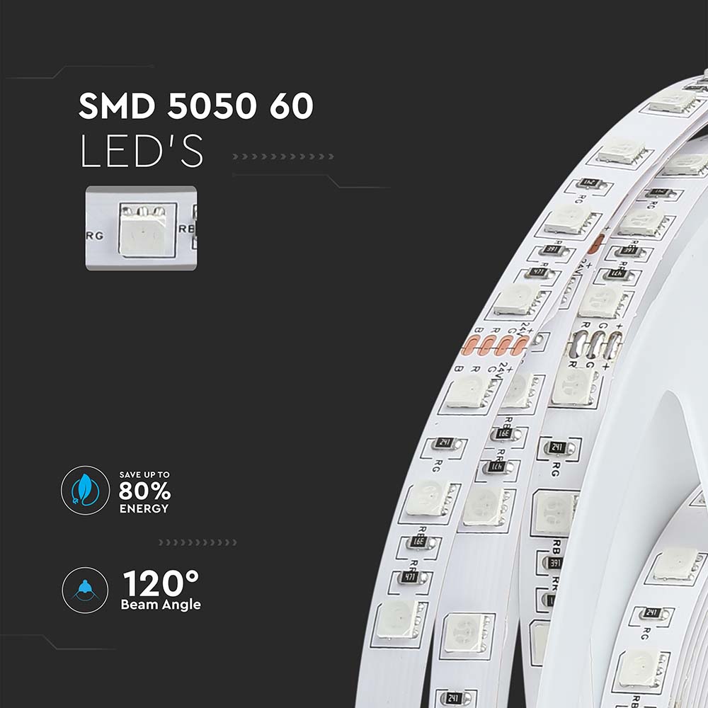 10W Taśma LED / Barwa:3000K / Zasilanie: 24V / IP20 / Rolka:5m
