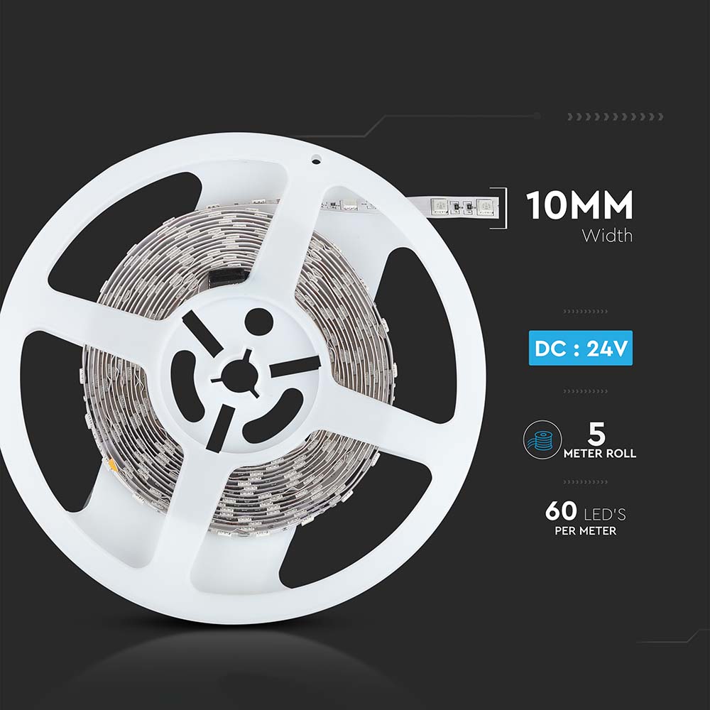 10W Taśma LED / Barwa:3000K / Zasilanie: 24V / IP20 / Rolka:5m