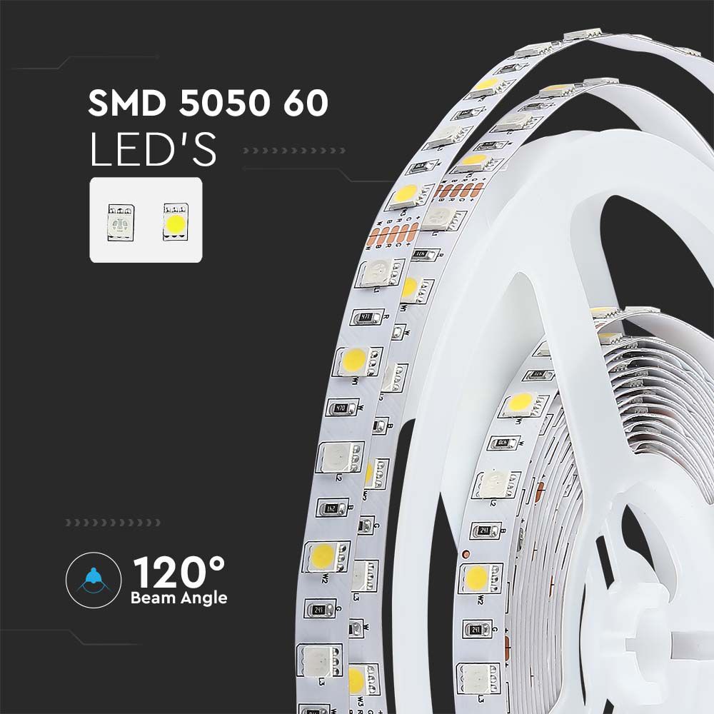 8W Taśma LED / Barwa: RGB+4000K / IP20 / Rolka:5m