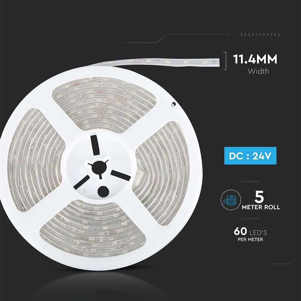 10W Taśma LED / Barwa:3000K / IP65/ Zasilanie: 24V / Rolka:5m