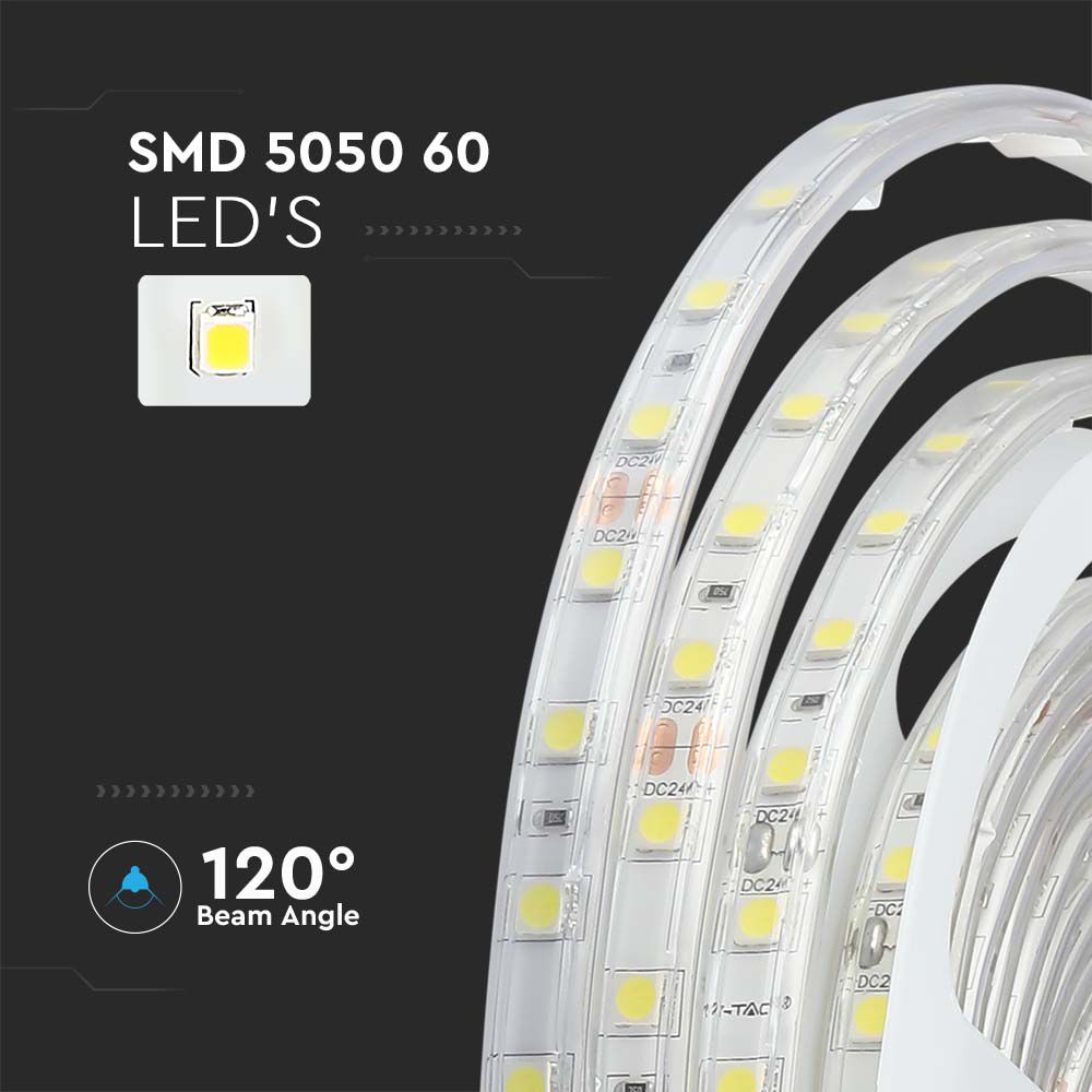 10W Taśma LED / Barwa:6400K / IP65/ Zasilanie: 24V / Rolka:5m