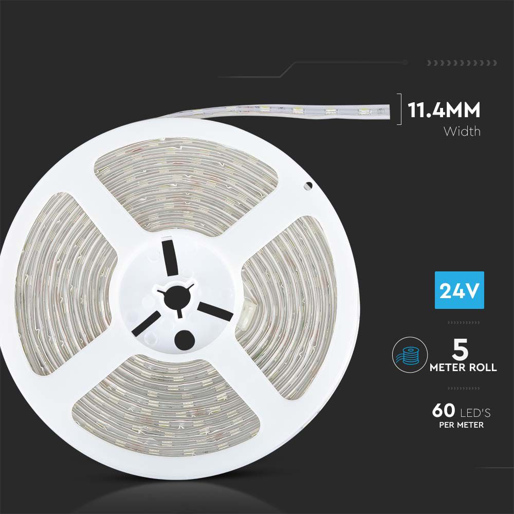 10W Taśma LED / Barwa:6400K / IP65/ Zasilanie: 24V / Rolka:5m