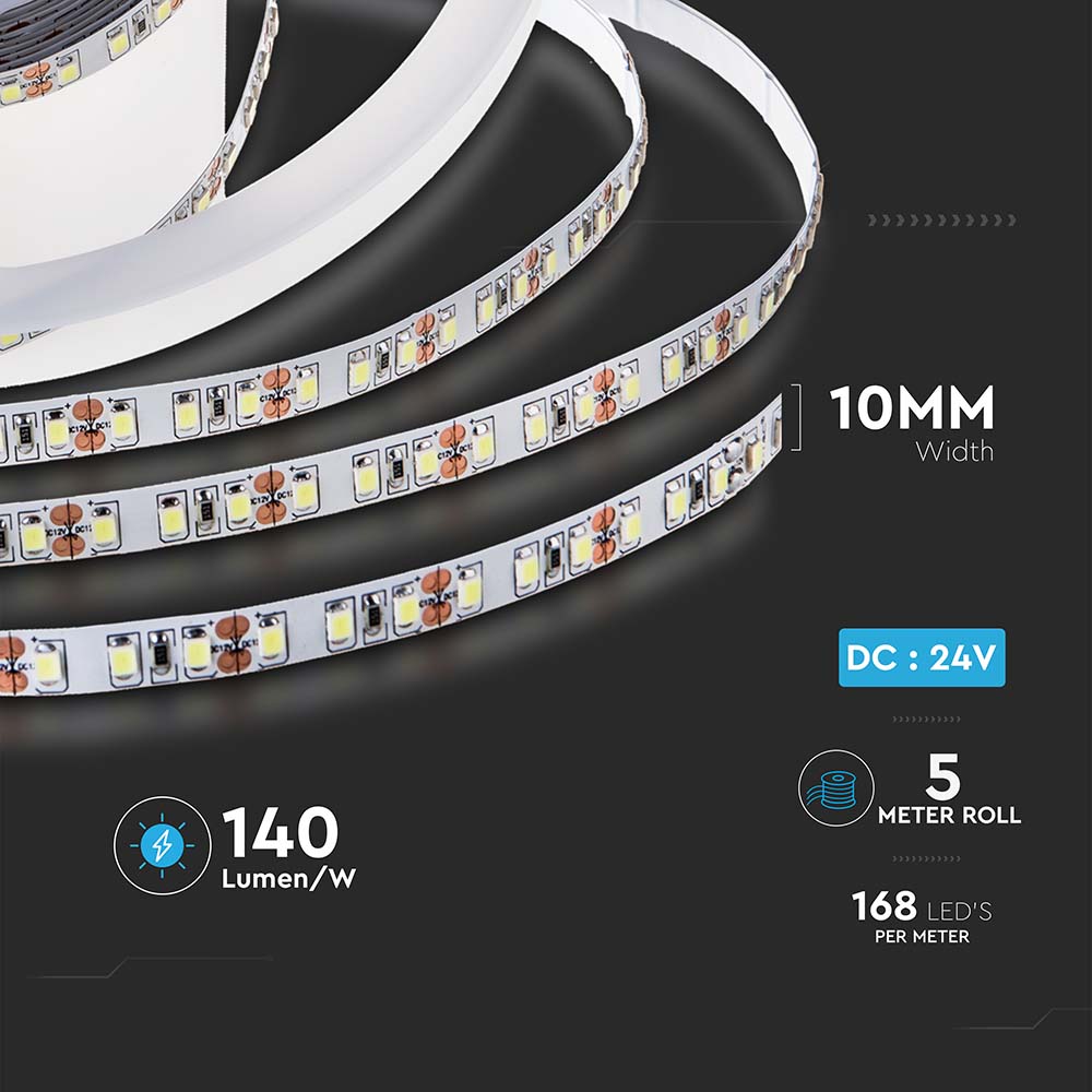12W Taśma LED / Barwa:4000K / IP20 / Zasilanie: 24V / Rolka:5m