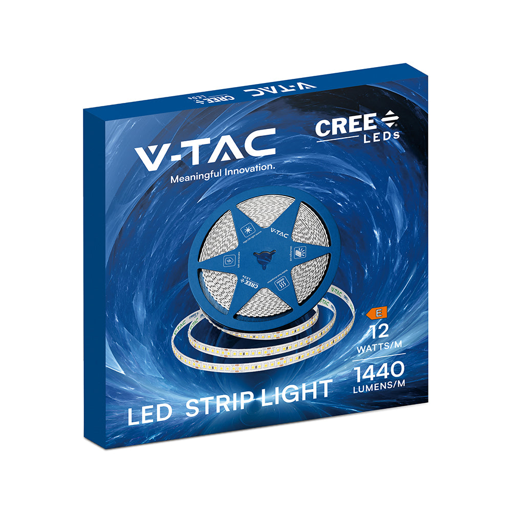 12W Taśma LED / Chip CREE / Barwa:4000K / IP20 / Zasilanie: 24V / Wzmocniony podkład PCB / Rolka:10m / 6 Lat gwarancji
