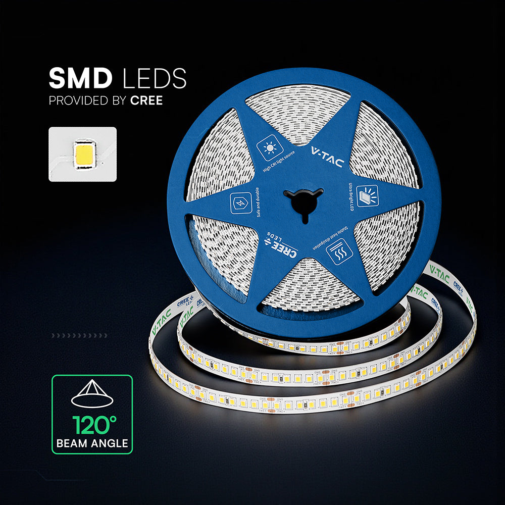 12W Taśma LED / Chip CREE / Barwa:6500K / IP20 / Zasilanie: 24V / Wzmocniony podkład PCB / Rolka:10m / 6 Lat gwarancji