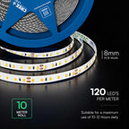 10W Taśma LED / Chip CREE / Barwa:6500K / IP20 / Zasilanie: 24V / Wzmocniony podkład PCB / Rolka:10m / 6 Lat gwarancji