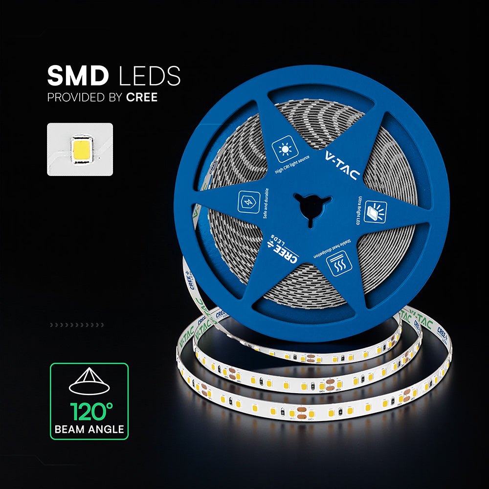 10W Taśma LED / Chip CREE / Barwa:6500K / IP20 / Zasilanie: 24V / Wzmocniony podkład PCB / Rolka:10m / 6 Lat gwarancji