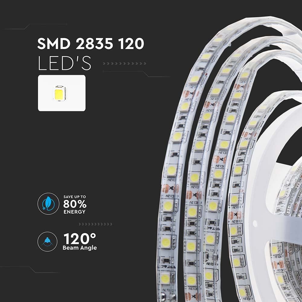 7.5W Taśma LED / Barwa:3000K / IP65 / Zasilanie: 24V / Wzmocniony podkład PCB / Rolka:10m