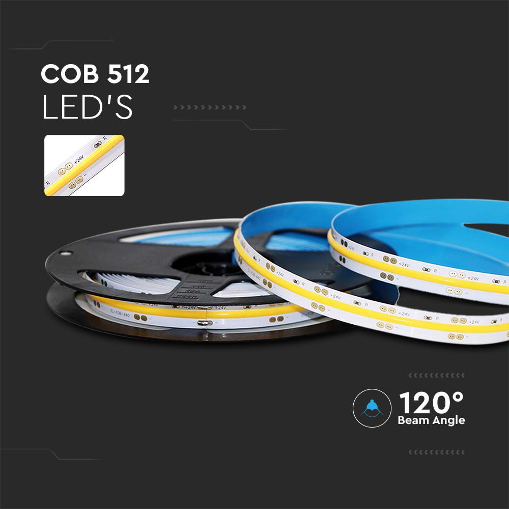 13W Taśma LED COB / Barwa:3000K / Zasilanie: 24V / IP20 / Rolka:5m