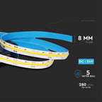 10W Taśma LED COB / Barwa:3000K / Zasilanie: 24V / IP20 / Rolka:5m