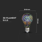 3W A60 Żarówka LED Filament 3D / Barwa:3000K / Trzonek:E27