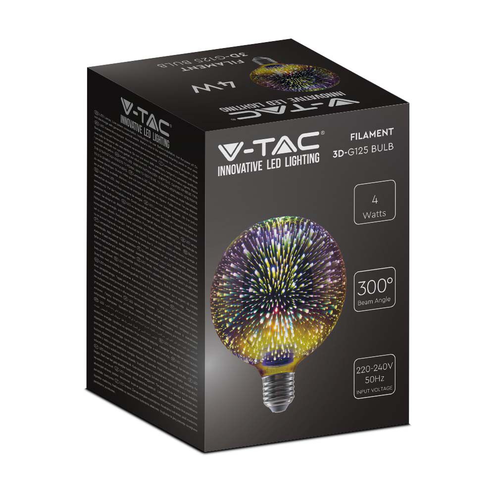 4W G125 Żarówka LED Filament 3D / Barwa:3000K / Trzonek:E27