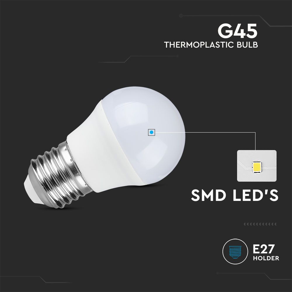 4.5W G45 Żarówka LED / Barwa:2700K / Trzonek:E27 / Opakowanie: 6szt.