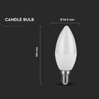 4.5W C35 Żarówka LED / Barwa:6400K / Trzonek:E14 / Opakowanie: 6szt.