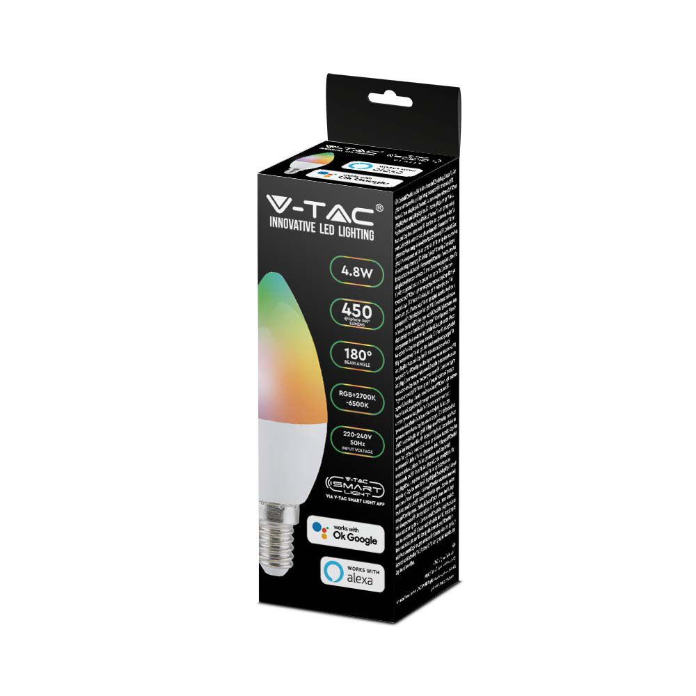 5W C35 Żarówka LED Kompatybilna z Amazon Alexa i Google Home / Barwa: RGB+WW-CW / Trzonek:E14