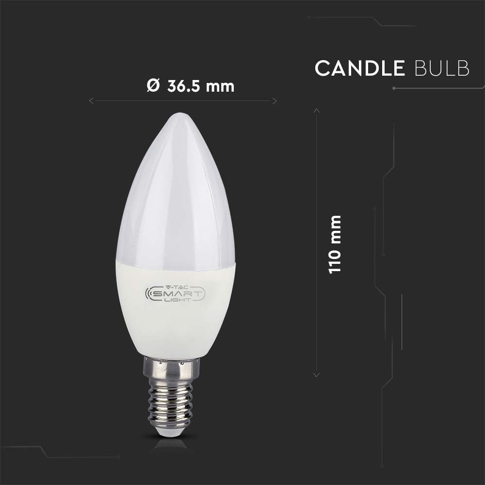 5W C35 Żarówka LED Kompatybilna z Amazon Alexa i Google Home / Barwa: RGB+WW-CW / Trzonek:E14
