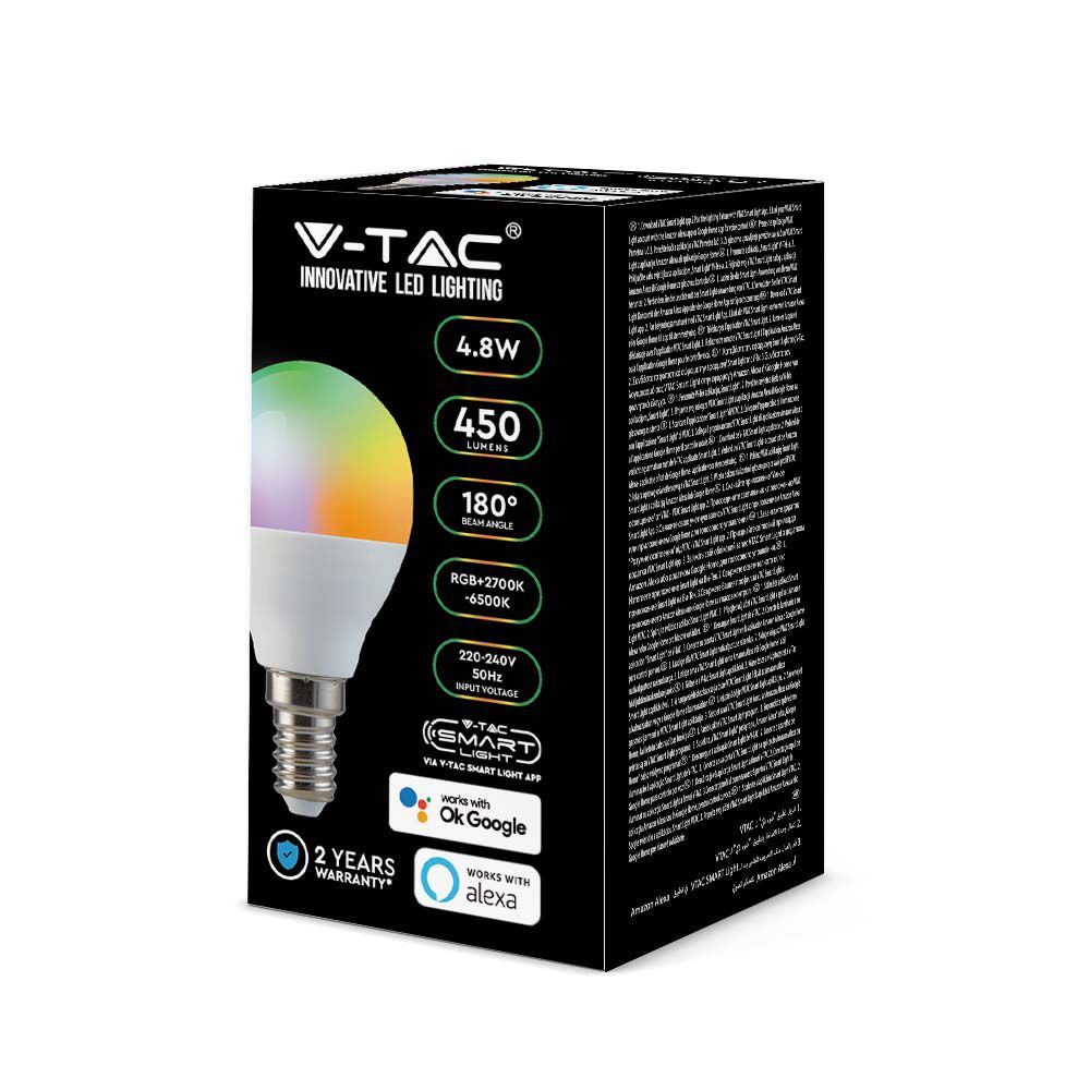 4.8W P45 Żarówka LED Kompatybilna z Amazon Alexa i Google Home / Barwa: RGB+WW+CW / Trzonek:E14