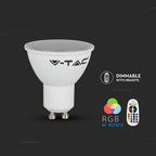5.5W GU10 Żarówka LED sterowana pilotem / Barwa:RGB+3000K / Ściemniana / Kąt 110' / Trzonek:GU10