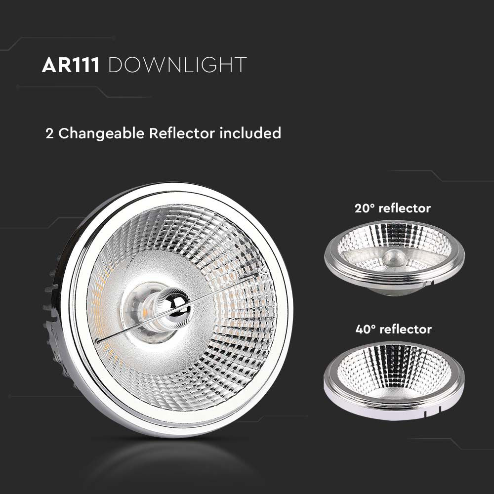 20W Reflektor AR111 / Barwa:4000K / Kąt 40'-20' / Srebrny