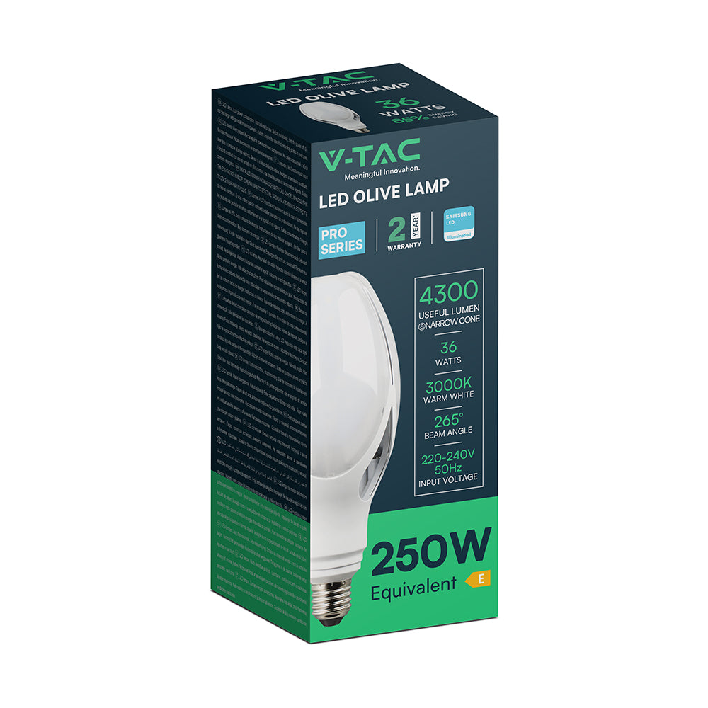 36W Uliczna Żarówka LED / Chip SAMSUNG / Barwa:3000K / Trzonek:E27