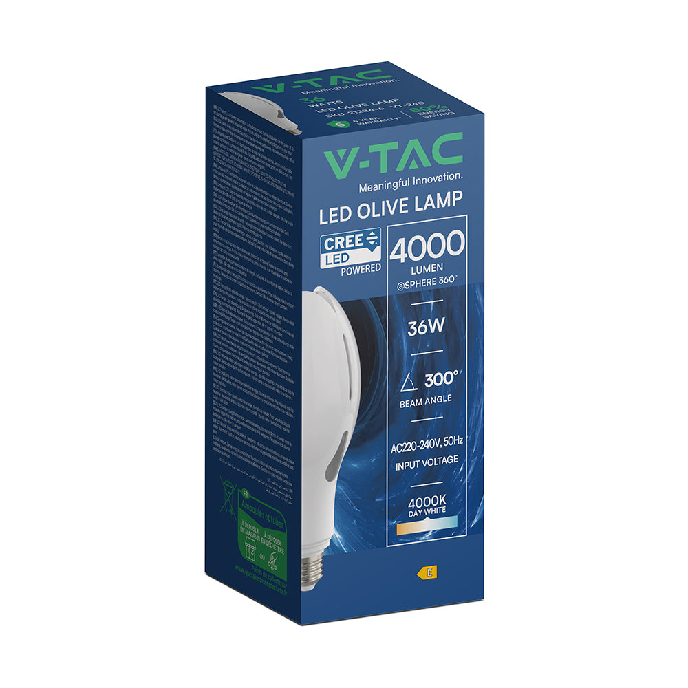 36W Uliczna Żarówka LED / Chip CREE / Barwa:4000K / Trzonek:E27 / 6 Lat gwarancji