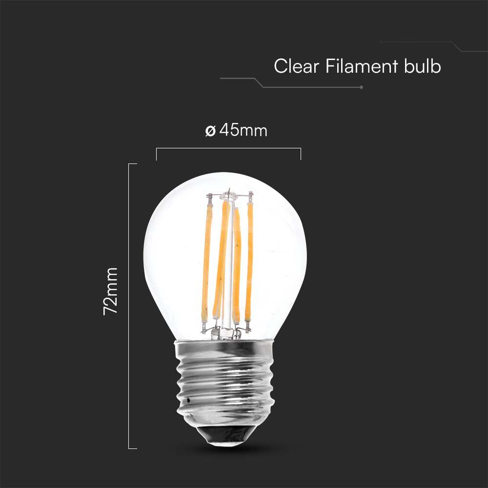 6W G45 Filament / Klosz Transparentny/ Barwa:3000K / Trzonek: E27