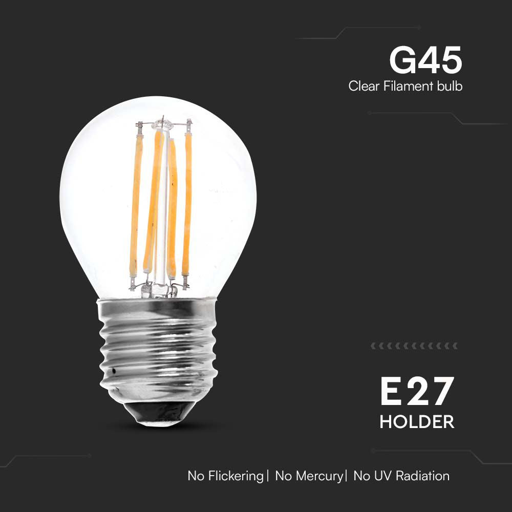 6W G45 Filament / Klosz Transparentny/ Barwa:3000K / Trzonek: E27