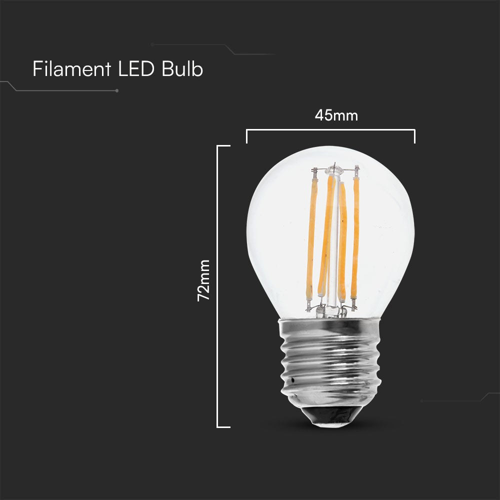 6W G45 Filament / Klosz Transparentny/ Barwa:6500K / Trzonek: E27