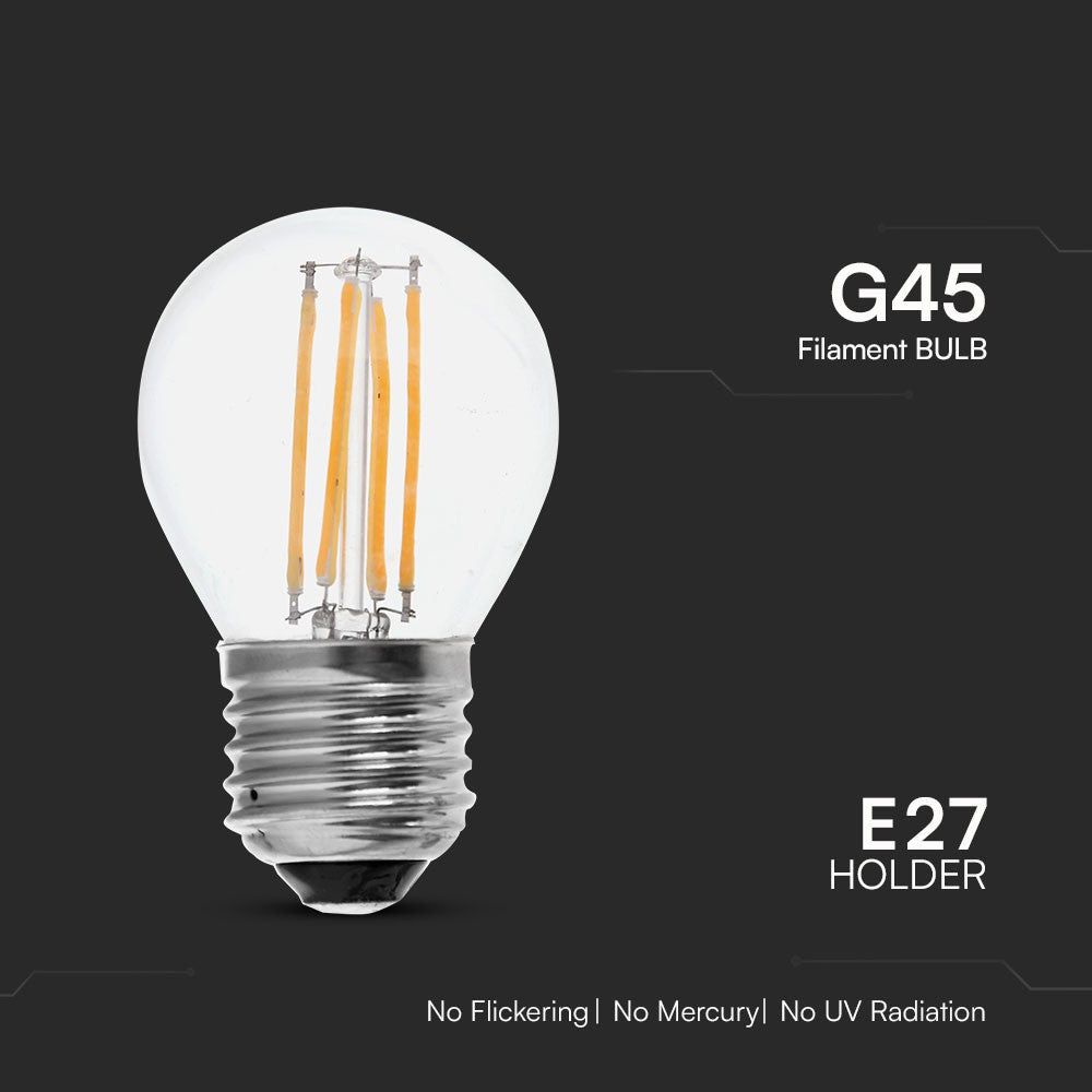 6W G45 Filament / Klosz Transparentny/ Barwa:6500K / Trzonek: E27