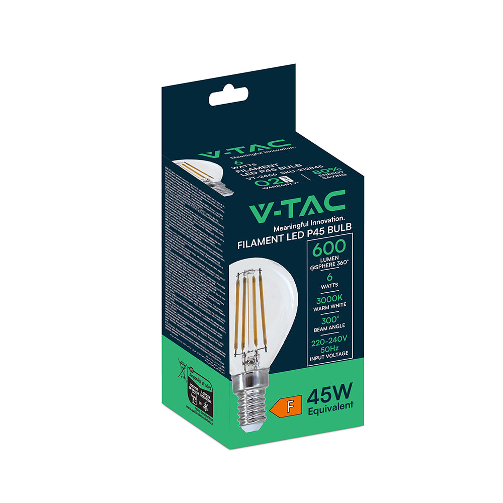 6W P45 Filament / Klosz Transparentny/ Barwa:3000K / Trzonek: E14