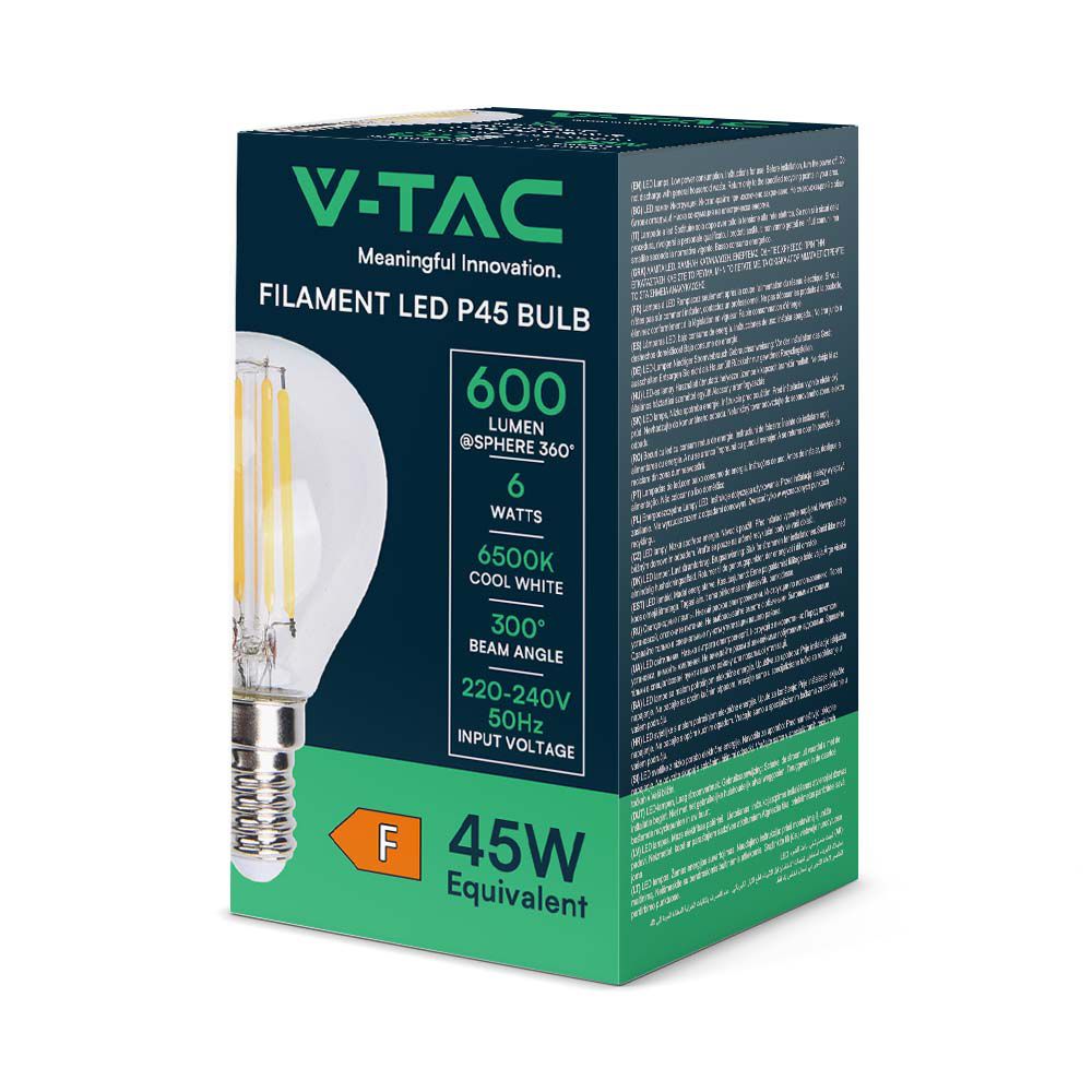 6W P45 Filament / Klosz Transparentny/ Barwa:6400K / Trzonek: E14