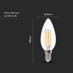 6W C35 Filament / Klosz Transparentny/ Barwa:3000K / Trzonek: E14 / Skuteczność: 130lm/W