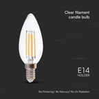 6W C35 Filament / Klosz Transparentny/ Barwa:3000K / Trzonek: E14 / Skuteczność: 130lm/W