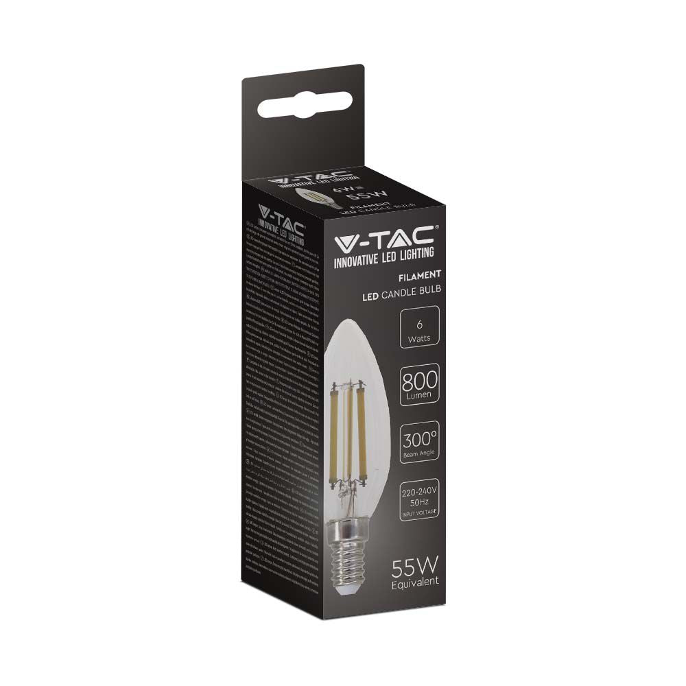 6W C35 Filament / Klosz Transparentny/ Barwa:4000K / Trzonek: E14 / Skuteczność: 130lm/W