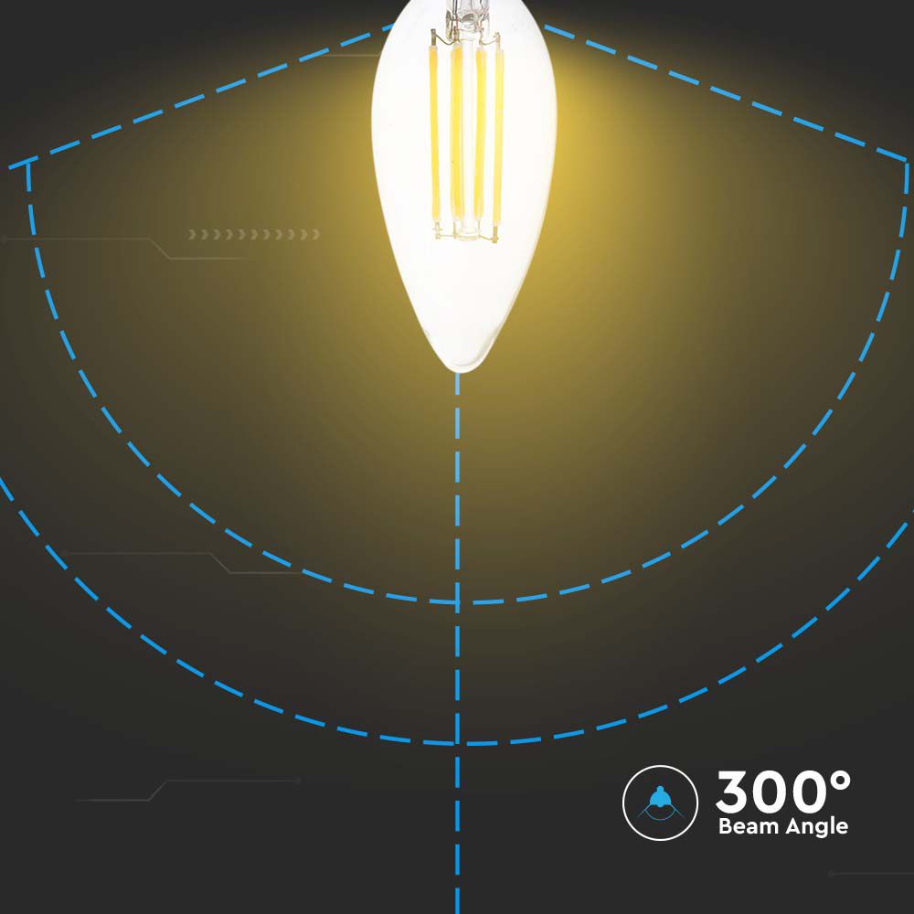 6W C35 Filament / Klosz Transparentny/ Barwa:6500K / Trzonek: E14 / Skuteczność: 130lm/W