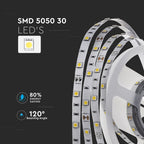 4.8W Taśma LED / Barwa:3000K / IP20 / Rolka:5m
