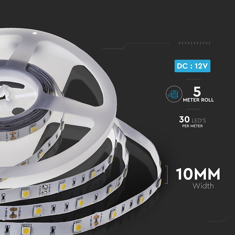 4.8W Taśma LED / Barwa:3000K / IP20 / Rolka:5m