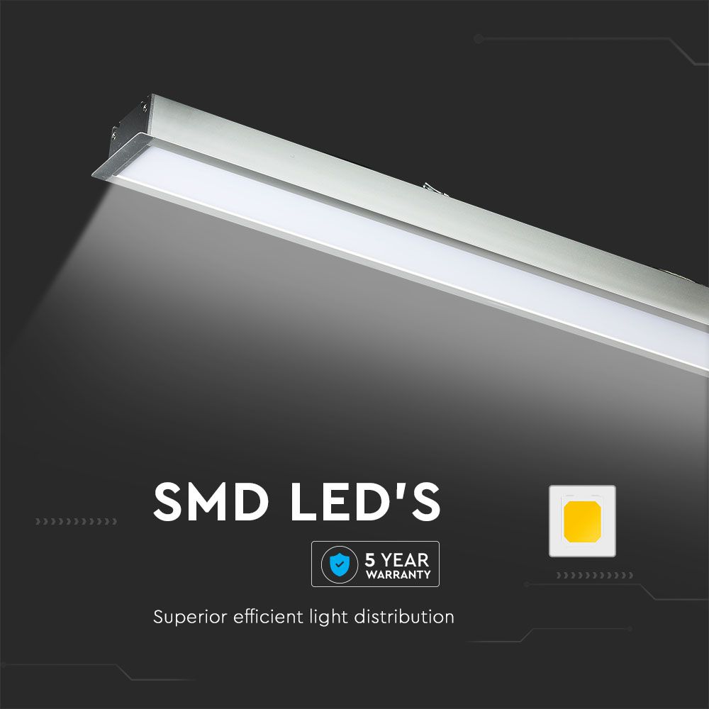 40W Oprawa Liniowa LED Podtynkowa / Chip SAMSUNG / Barwa:4000K / 5 Lat gwarancji / Obudowa: Srebrna
