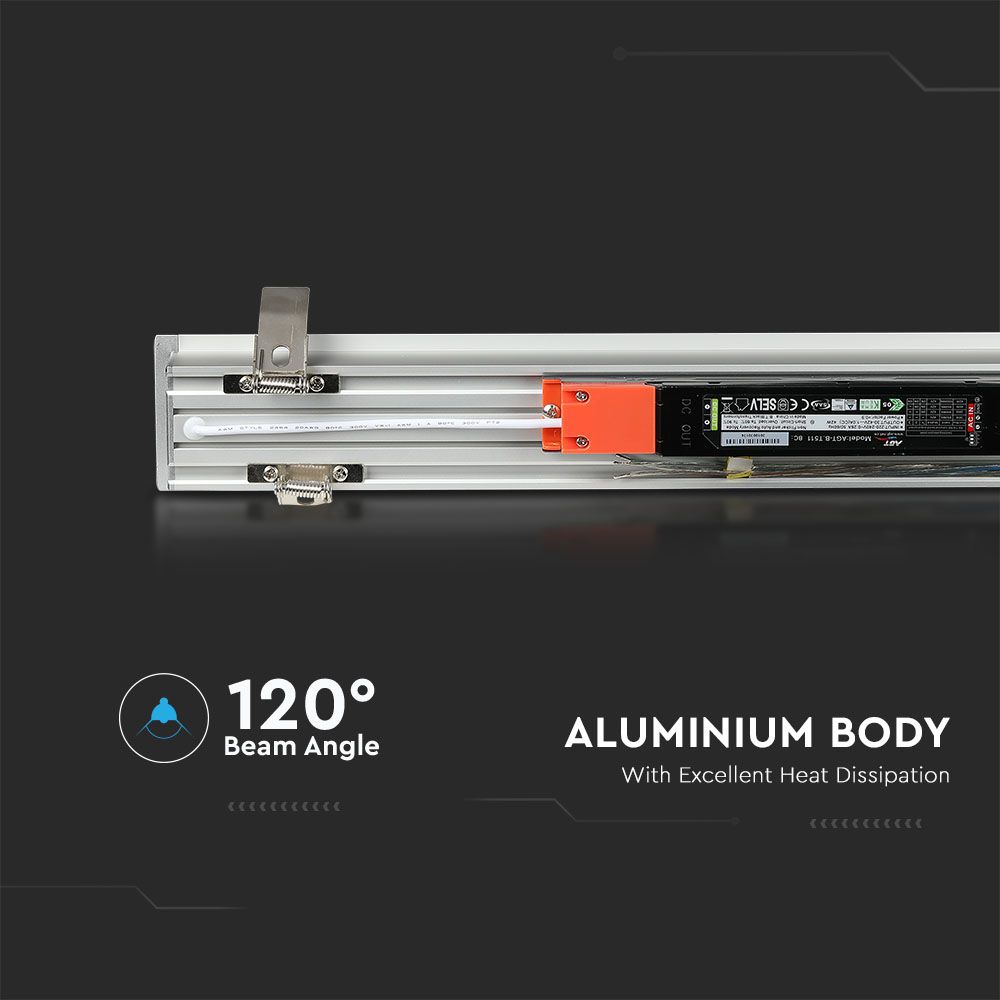 40W Oprawa Liniowa LED Podtynkowa / Chip SAMSUNG / Barwa:4000K / 5 Lat gwarancji / Obudowa: Srebrna