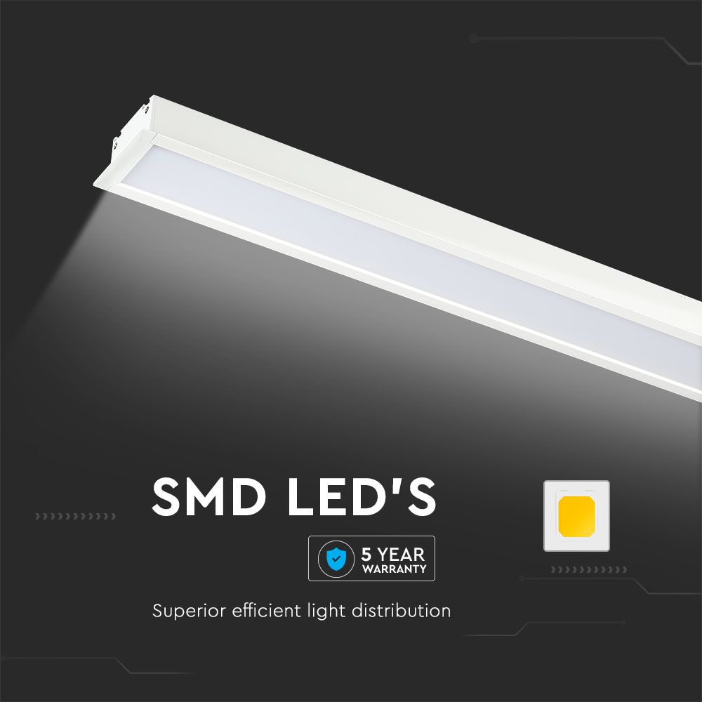 40W Oprawa Liniowa LED Podtynkowa / Chip SAMSUNG / Barwa:4000K / 5 Lat gwarancji / Obudowa: Biała