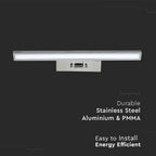 8W Kinkiet LED prostokąt / Lustra - obrazy / Chrom / Barwa: 3000K
