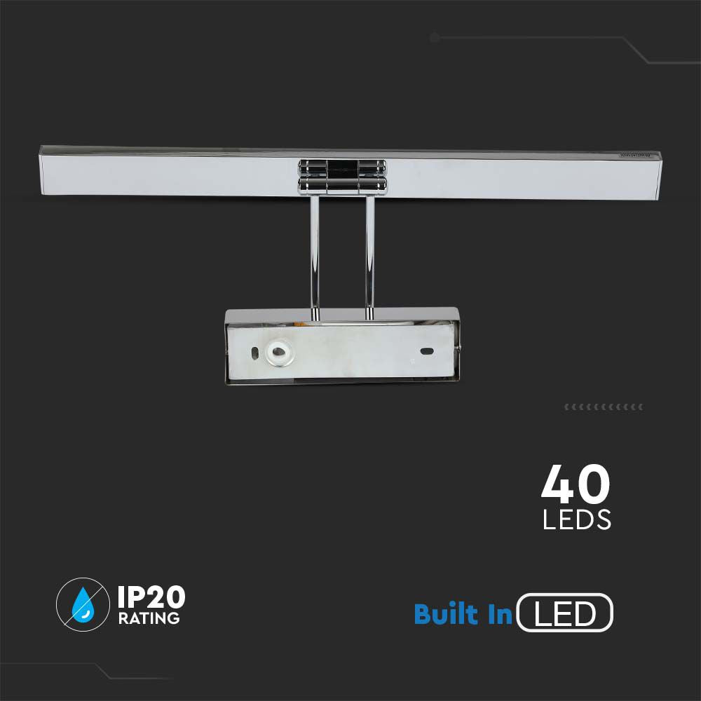 8W Kinkiet LED prostokąt / Lustra - obrazy / Chrom / Barwa: 3000K