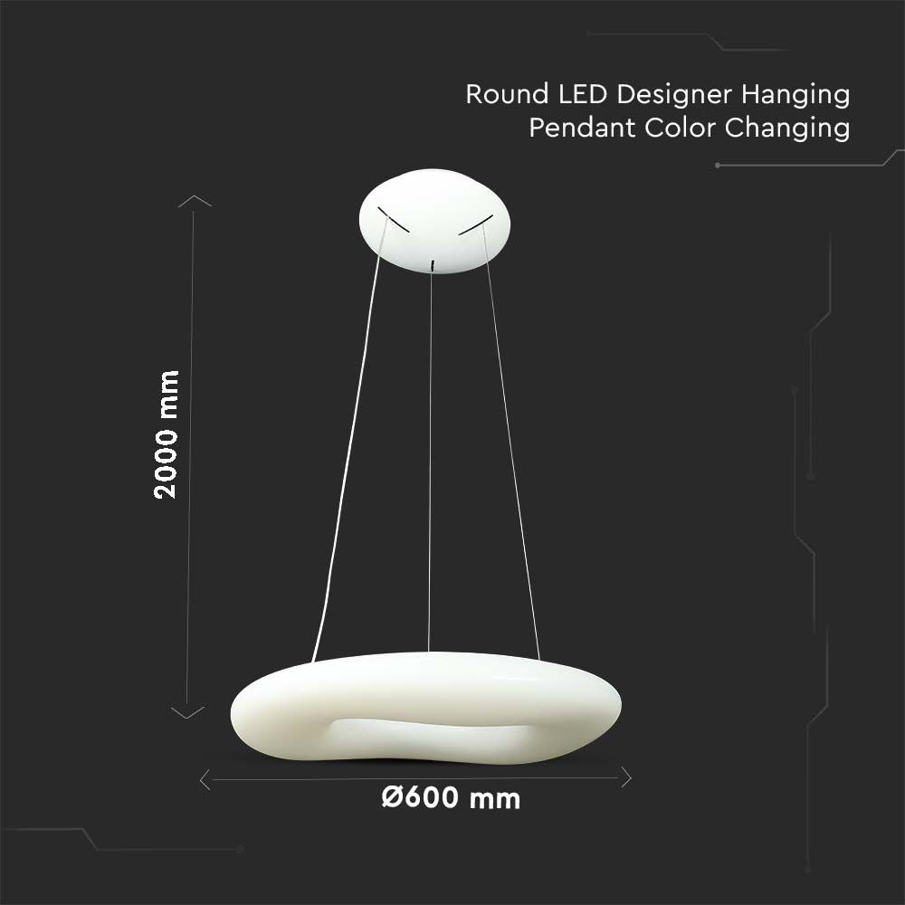 36W Lampa Wisząca / Okrągła / Ściemniana / Biały
